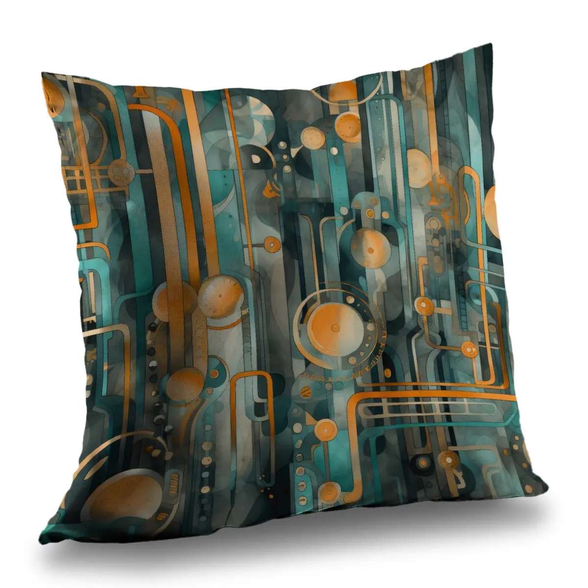 MWW C1PC1616EHL966 16x16 in. Cosmic Standard Astrological Machinery Gold Polyester Twill Throw Pillow - Home Decor Textile Soft Furnishing, Cosmic Standard Pillows