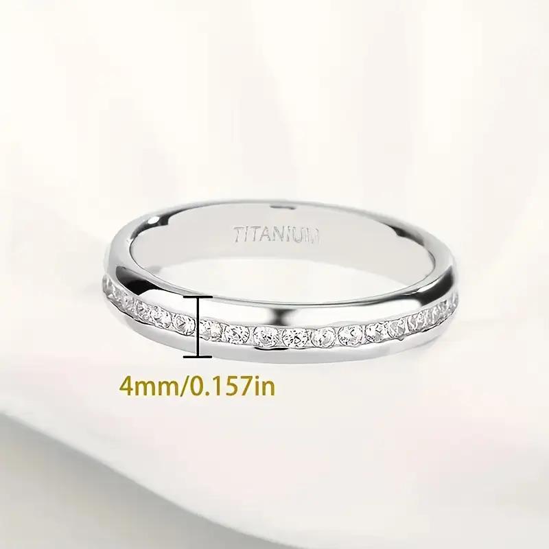 5-Piece Women's Wedding/Engagement Ring Set in Hypoallergenic Titanium Steel with Bohemian Style Round-Cut Zirconia Inlays & Tarnish-Resistant Platinum Plating for Everyday Wear