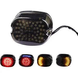 Smoked LED Tail Lights, Low Profile Brake Taillights with Integrated Turn Signals For Harley Sportster 1200, 883, Touring Road King, Dyna Super Glide, Fat Boy, Night Train