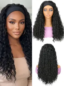 [Flash Sale]WIGOPARTY HAIR  Ice Silk Ribbon Deep Wave Synthetic Headband Wig – Glueless None Lace, No Glue Required, Easy Wear Headband Wig for Women | Spring Collection Deep Wave Hairpiece Pre Colored for Beginner Friendly Wigs