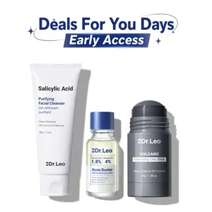 Dr.Leo 3-Step Acne Routine Set | Fast Pimple Spot Treatment +  Unclog Pores + Reduce Breakouts + Oil Control | Clay Mask Stick + Salicylic Cleanser + Drying Lotion #mothersdaygift #DealsForYouDays