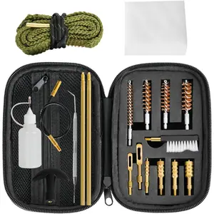 KDO Handgun Cleaning Kit for .22 .357/.38/9mm .40 .45 Caliber Universal Gun Cleaning Supplies with 9mm Gun Snakes, Gun Cleaning Patches, Nylon Brush Head and Brass Jag Adapter