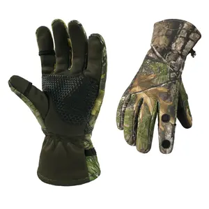 LOOGU Camouflage Hunting Gloves Full Finger/Fingerless Pro Anti-Slip Insulated Camo Glove for Cold Weather Water Resistant Hand Cover Protector