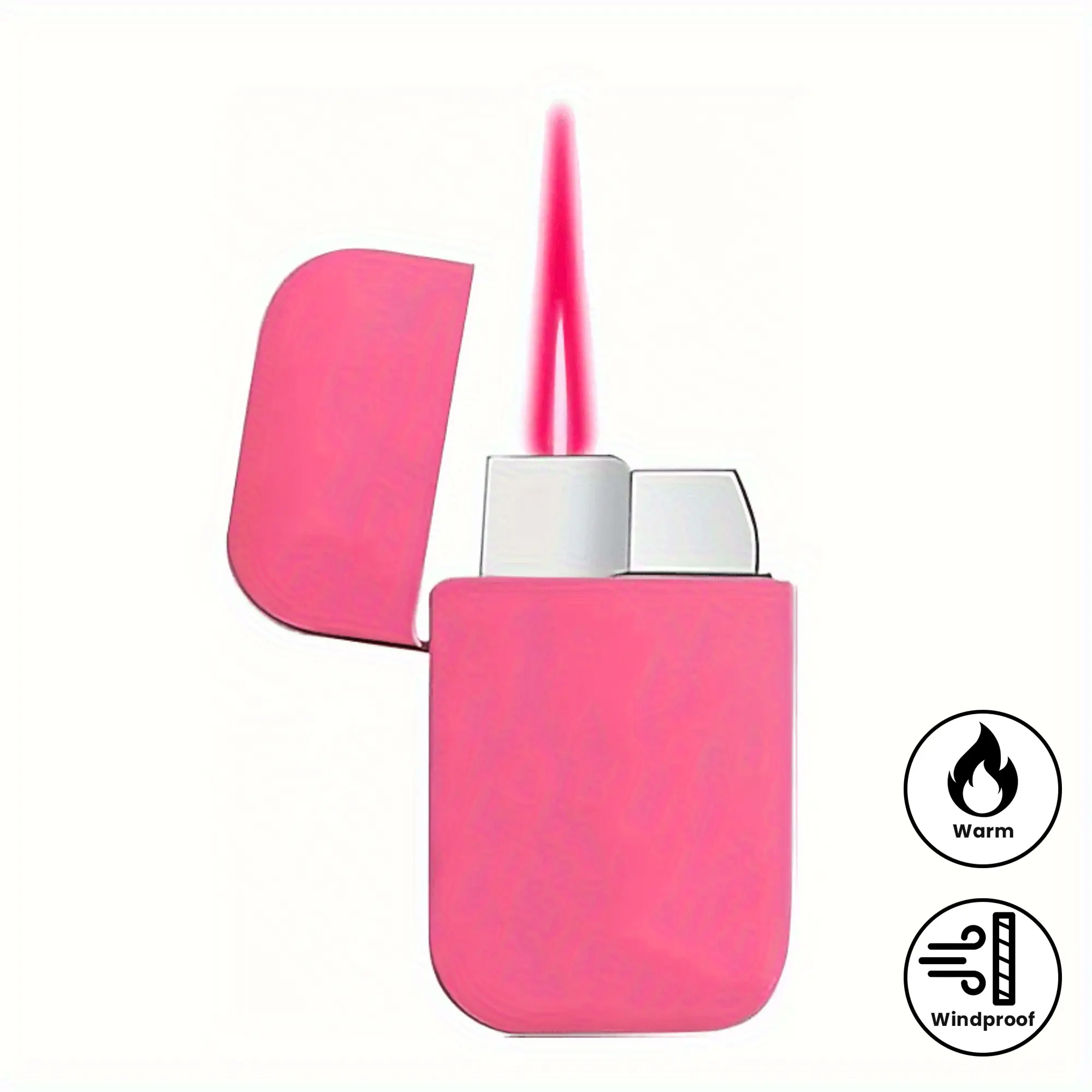 Pink Flame Torch Lighter - Windproof Metal Refillable Butane Single Lighter, Hiking Gear for Outdoor Camping BBQ Candle, Girls' Gift for Women (No Butane Gas Included)