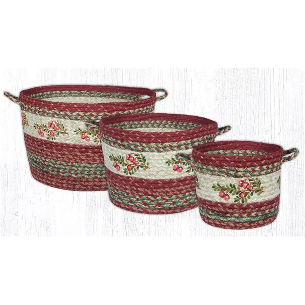 212 MAIN Hand-Stenciled Natural Jute Utility Basket - Cranberry, Craft-Spun Look, Braided Shape, Small (9 x 7 in) Jute Organiser (Capitol Importing 38-UBPSM9390C), Jute Baskets