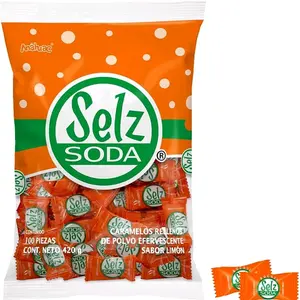 Selz soda - Effervescent powder filled, candies lemon flavor (1 bag with 100 pieces)
