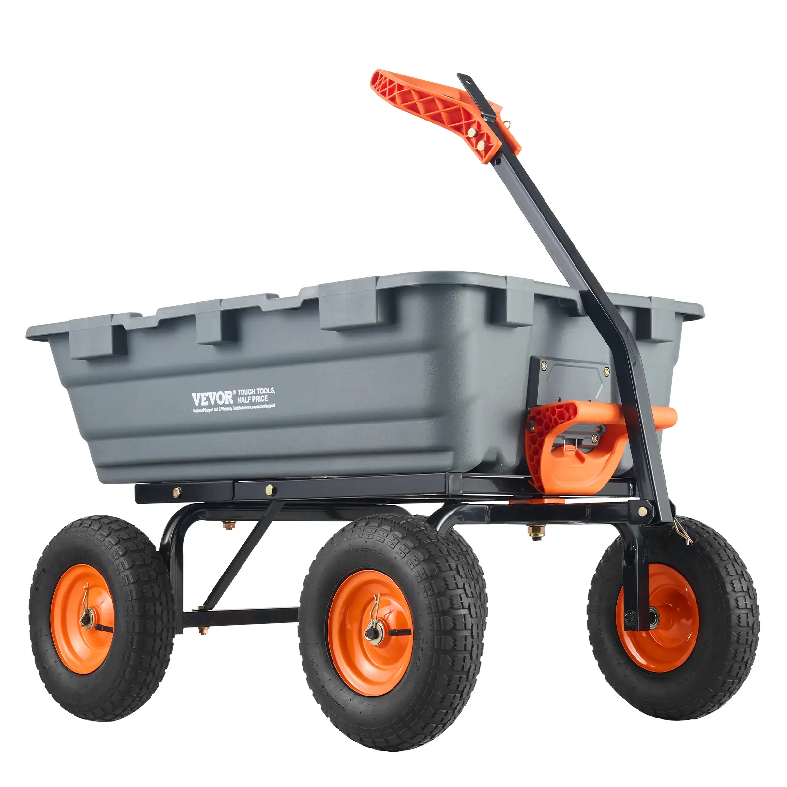 【summerfinds】VEVOR Dump Cart, Poly Garden Dump Cart with Easy to Assemble Steel Frame, Dump Wagon with 2-in-1 Convertible Handle, 6.48 cu.ft Utility Wheelbarrow 1200 lbs Capacity, 13 inch Tires