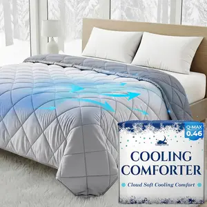 Cooling Comforter - Cooling Blanket Twin Size for Hot Sleepers & Deep Rest - Cloud Soft, Breathable, Ultra Durable, Easy Care, Reversible - 68 x 90 in (Light Grey & Dark Grey)