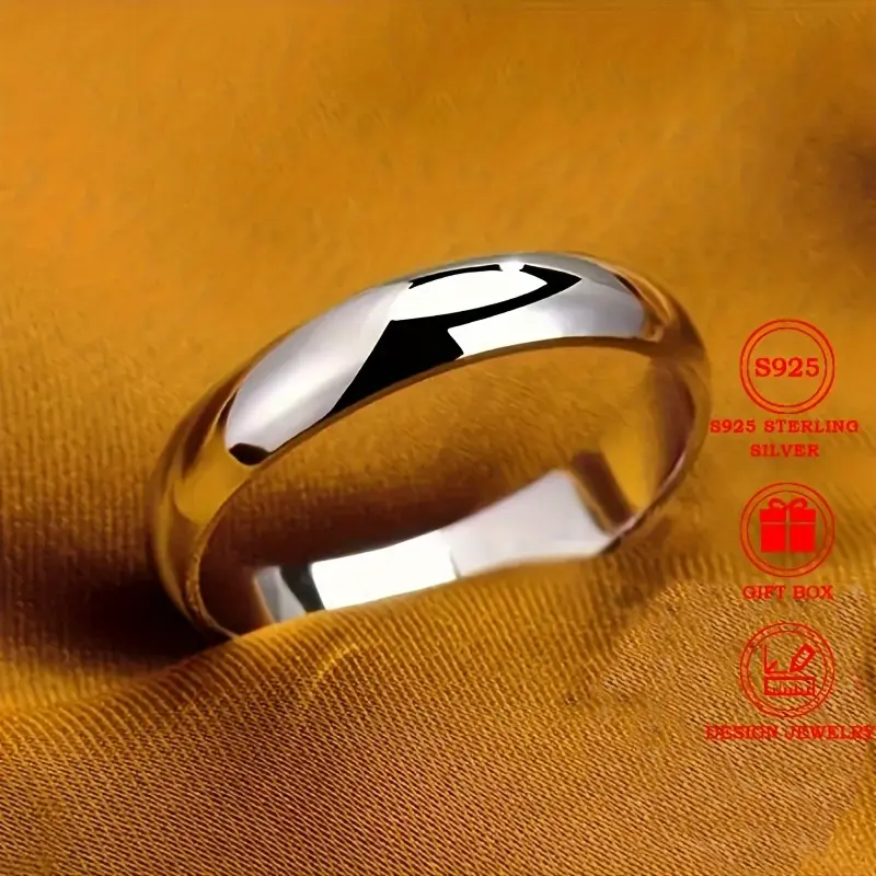 Elegant Engagement 925 Sterling Silver Ring - Polished Finish, Classic Design, Stackable Jewelry, Ideal for Wedding, 4g High-Quality Gift with Included Gift Box, Elegant Engagement Ring, Ring Stack, Stackable Ring