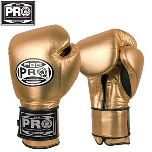 ProBoxing Leather Boxing Gloves – (Golden) – Training Boxing Gloves for Boxing, MMA, Muay Thai & Sparring – Durable Genuine Leather, Wrist Support, Impact Protection