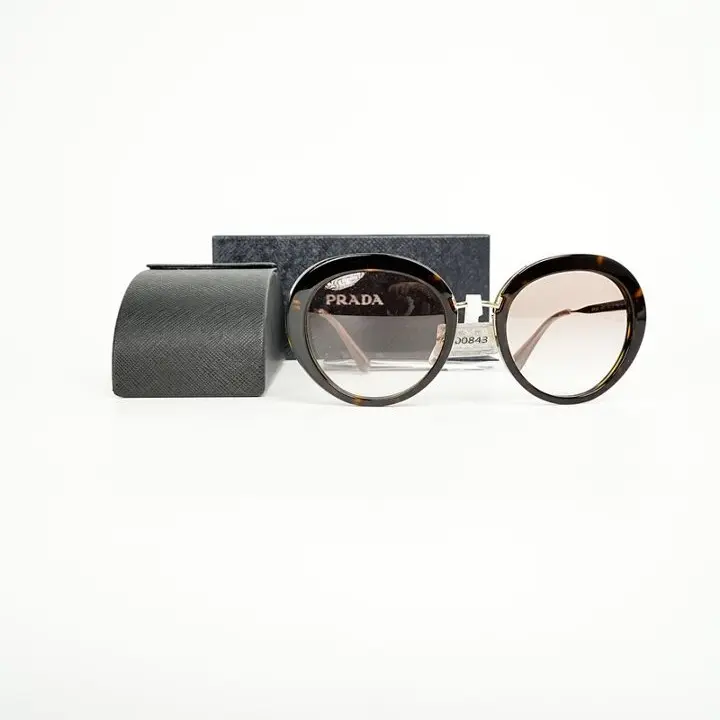 Pre-owned PR0843 Oversized Round Sunglasses Tortoise Frame Gradient Lens