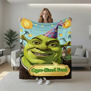 1pc Shrek Ogre-Sized Fun Party Theme Flannel Fleece Blanket, Super Soft Cozy Lightweight Throw for Sofa, Couch, Bed, Living Room Decor, Office Nap, Travel, Camping, Perfect Family & Friends G