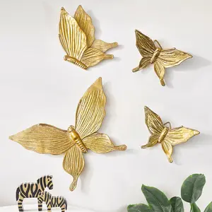 Butterfly Design Wall Decor, Decoration, 4 Counts/set Creative Decorative Wall Hanging Ornament, Wall Decor for Home Living Room Bedroom Study Room, Stickers
