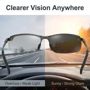 Paleshy HD Polarized Photochromic PC Sunglasses - UV400 Protection, Unisex 2026 Summer Retro Oversized Semi-Rimless Simple Square Frame Fashion Accessories for Driving, Outdoor Sports