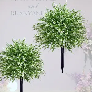 2pcs of Artificial White Lavender with Ground Stakes, Uv-Resistant Artificial Shrubs Suitable for Indoor And Outdoor Decoration in Summer And Autumn, Including Homes, Hotels, Gardens, Offices, Weddings, And Vacation Settings