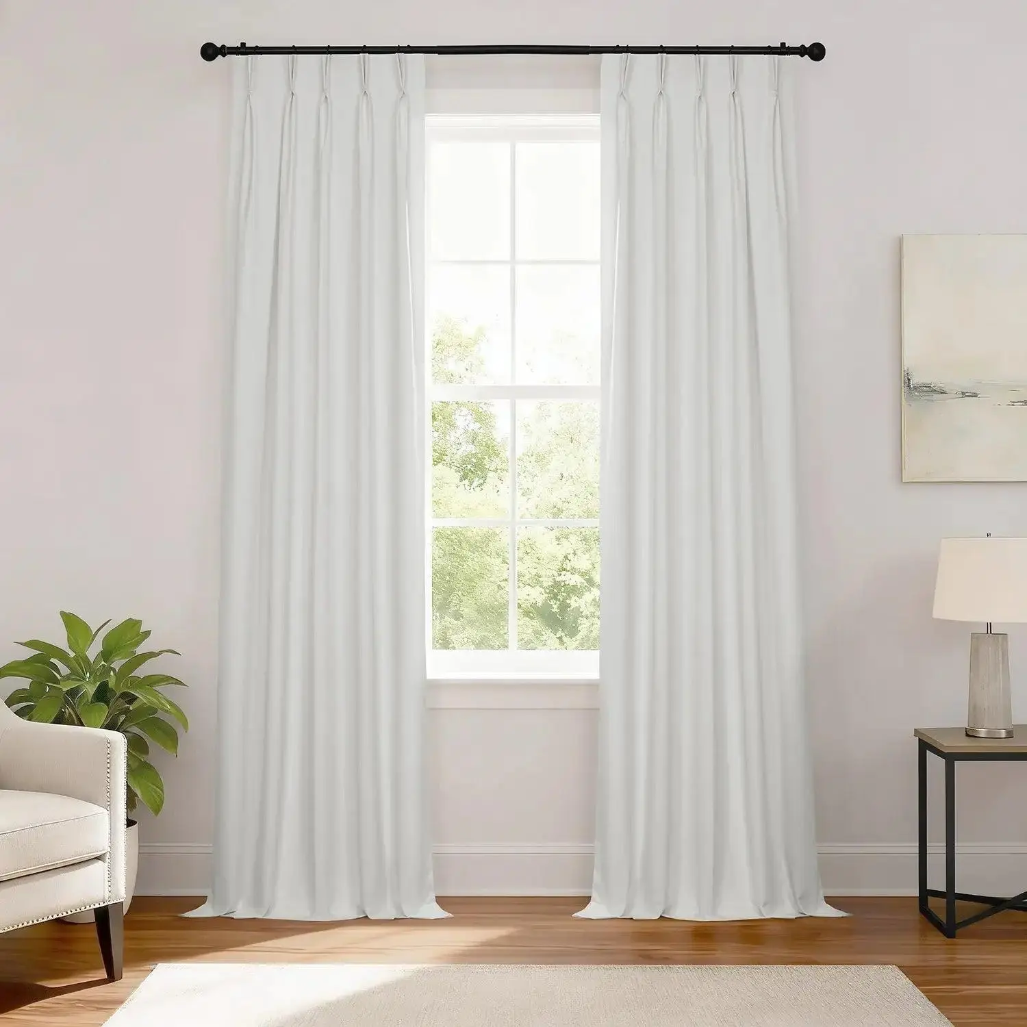Half Price French Pleat Performance Linen Blackout Curtains - French Country Home Decorative Pleated Bedroom Window Drapes, Durable, Dry Clean Only Home Decorative Curtain