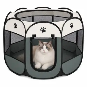 RoamPaws Foldable Dog Cat Playpen  Indoor  & Kittens, Portable Soft-Sided  Tent with 360° Breathable Mesh, Large Pet Play Yard  Home, Travel, Patio & Recovery outdoorfun gifts for cat lovers