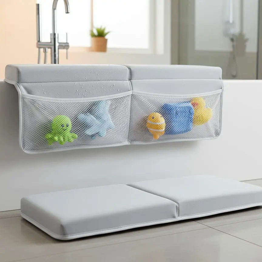 Little Boo Luxury Bath Organizer & Comfortable Knee & Elbow Pads Bathtub Organizer Cushion Mats Thick Non-Slip Comfort for the Knees Quick-Drying Water-Friendly Neoprene Memory Foam Machine Washable Non-Slip Suction Cups Perfect Christmas Gift