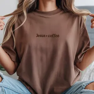 Jesus + Coffee Embroidered Comfort Colors T-Shirt