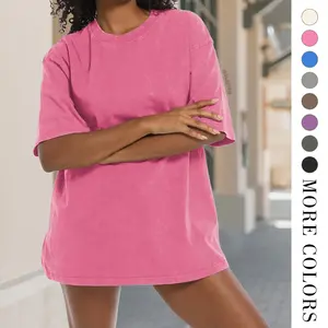 Holafish Oversized Acid Washed T-Shirt Unisex Loose Fit Basic Solid Streetwear Tee Tops Fashion Retro Crewneck Shirts All Seasons Baggy Womenswear AG