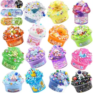 15 Pack Slime Kit Valentine Gift, DIY Crunchy Slime Set with Various Charms and Add-ins, Perfect Kids Butter Slime Party Favors & Stress Relief Toys for Valentine Party Favors