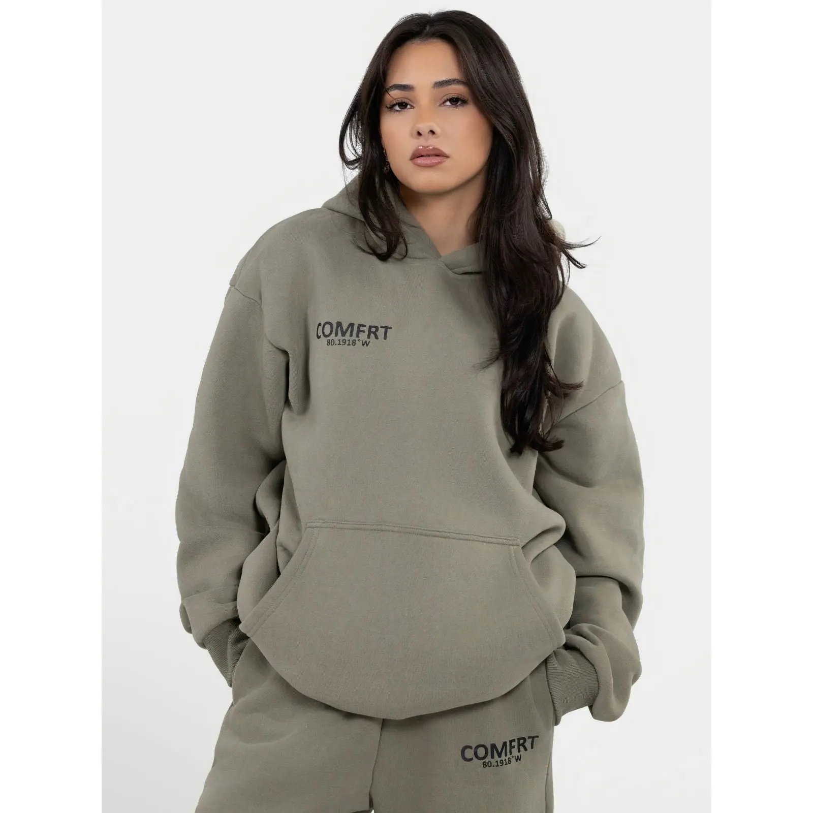 Comfrt | Coordinate Hoodie | Oversized Cotton Blend Fabric Sweatshirt