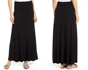 Convertible Folded Waist Maxi Skirt/ 2-in 1 Flare Skirt, Flowy Skirt/ Plus Size Maxi Skirt/Lounge Skirt/ Sustainable