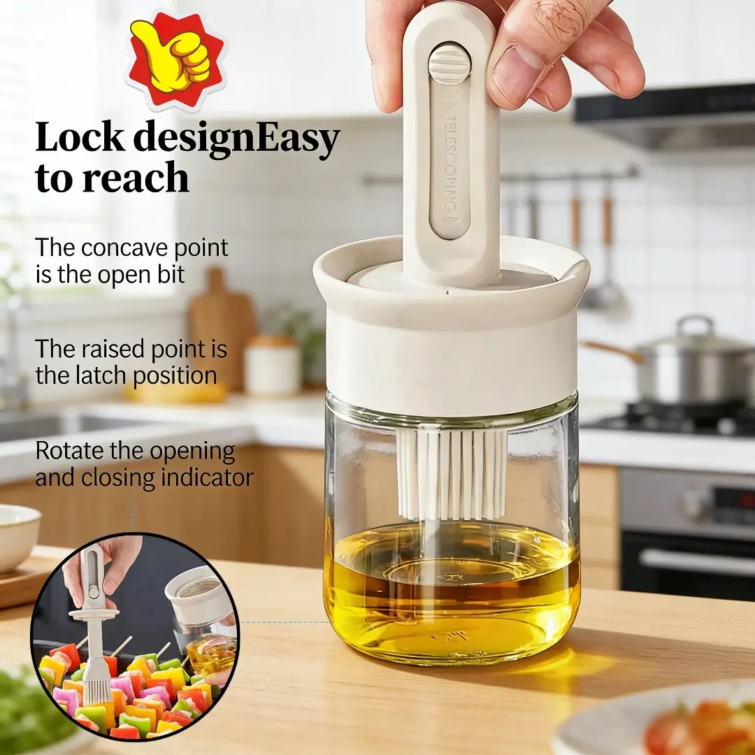 1pc silicone basting brush oil bottle, kitchen oil brush, 2-in-1 oil bottle with silicone brush, suitable for cooking vinegar, sauces, barbecue, and frying, Grill Brush, Kitchenware Utensils