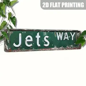 Jet Way Sign, Aluminum Jet Way Sign, Wall Hanging Sign for Jets Fans' Team Room and Home Street Decor, Wall Decor for Home Living Room Bedroom, Vintage Decor