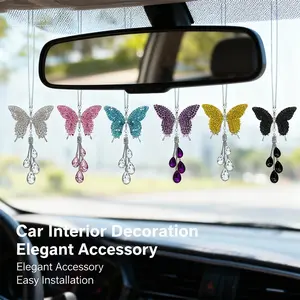 Diamond Butterfly Tassel Car Hanging Ornament, Rearview Mirror Rhinestone Butterfly Pendant, Girl Car Interior Decoration, rhinestone car decor, bling car accessories, perfect gift, Cute Interior Car Decor, Girly Car Accessories, Car decorations