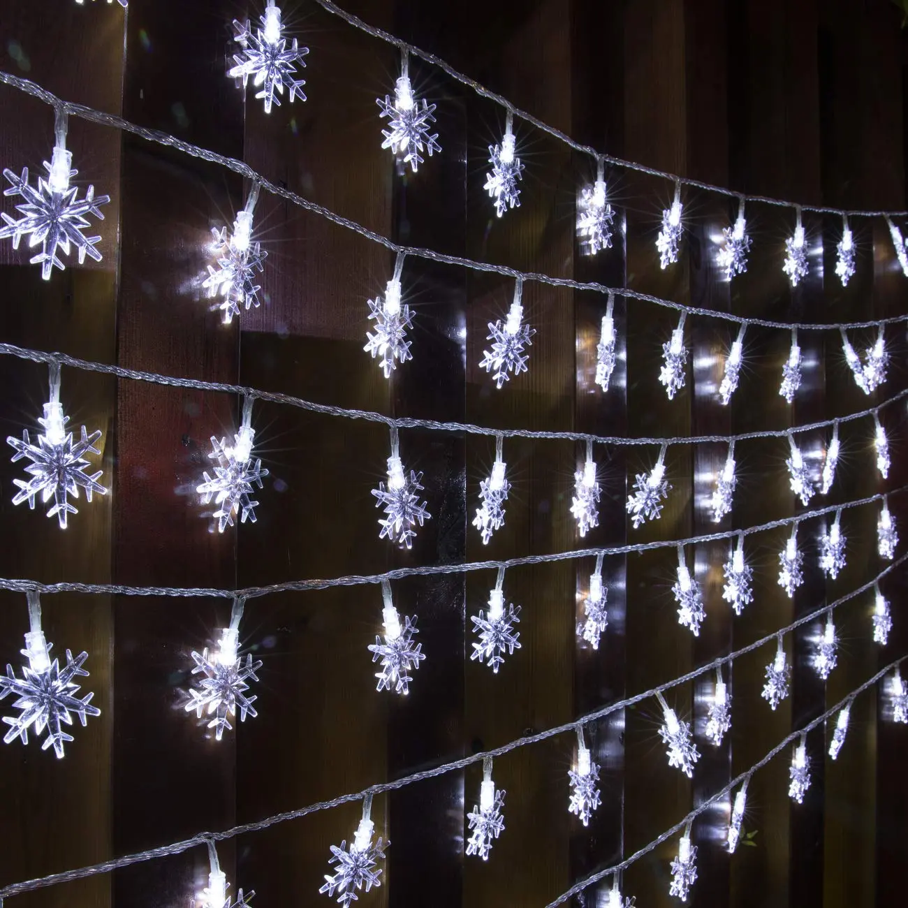 Snowflake Shaped Christmas Fairy Lights - 100-LED, 49 FT Plug-Powered, Plastic & Metal, 8 Modes, Waterproof, Extendable Contemporary Decoration for Indoor Lighting, Kid Room, Valentine's Day Use