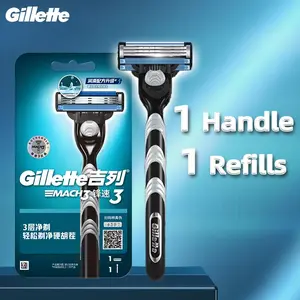 Gillette Manual Razor MACH3 Shaver, Shaving Razors, 1 Blade Holder & Head, Three-Layer Blades, Smooth Fit, Portable Men's Grooming Tool
