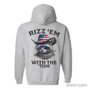 Rizz 'Em With The 'Tism Graphic Hoodie Sweatshirt T-Shirt - Fun Raccoon Design With Cowboy Hat, Perfect For Outdoor Parties, Casual Events, Comfort And Style