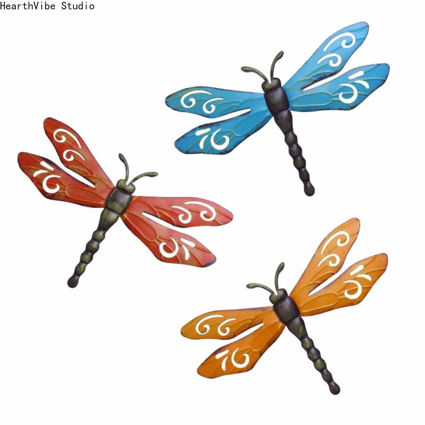 1PC Metal Dragonfly Wall Decorations, Fade Resistant Outdoor Hanging Figurines for Garden Fence, Yard Exterior Decoration, Perfect Mother's Day & Housewarming Gift, Garden Decor, Outdoor Decor, Garden Art