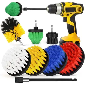 8 count Drill Brush Attachment Set, 7 count 1/4in Power Scrubber + Extend Long Attachment, Power Cleaning Scrub Brush for Bathroom, Tub, Tile, Corner