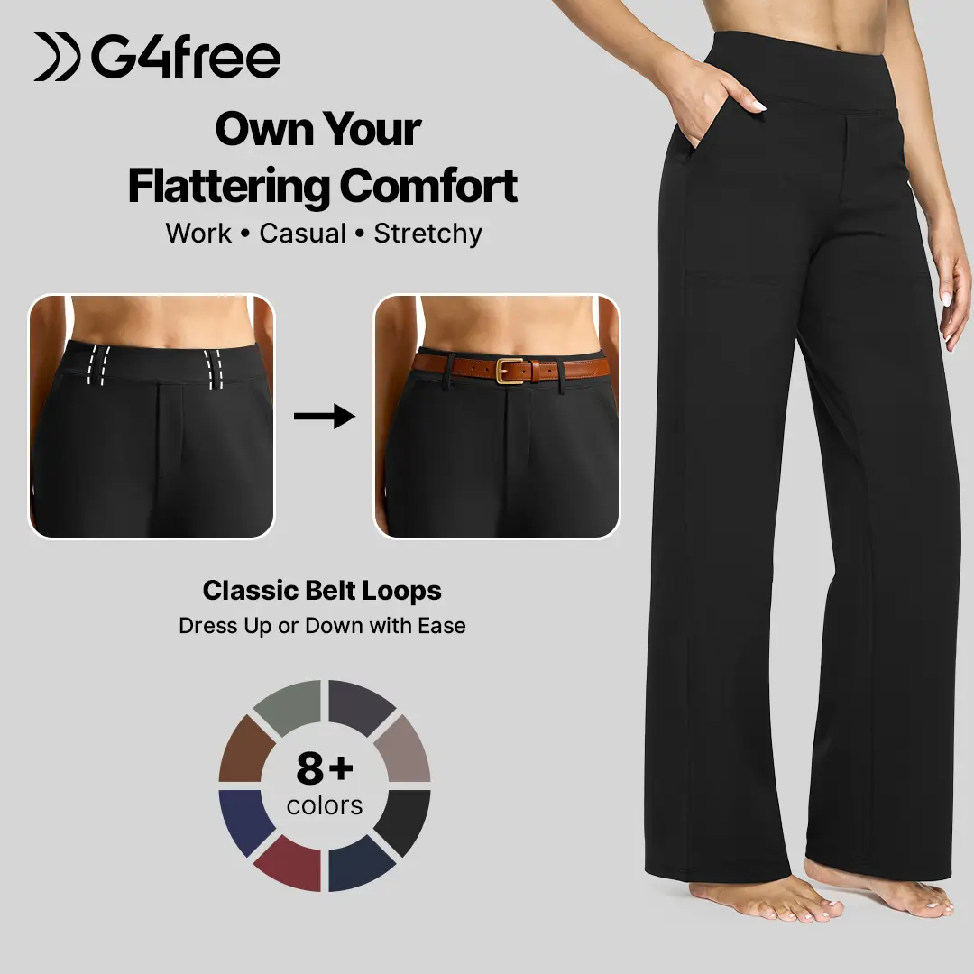 G4Free Womens High Waist Pull On Wide Leg Dress Pants Stretchy Casual Trousers with Pockets Effortless Daily Style EverGoing 2026