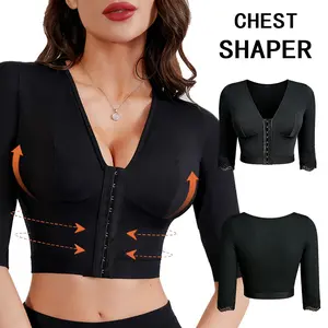 Women's Shaping Front-Button Sports Bra Top with Shaping Sleeves - Comfortable Fit Female Women's Clothes for Fitness, Athletic Style Active Activities