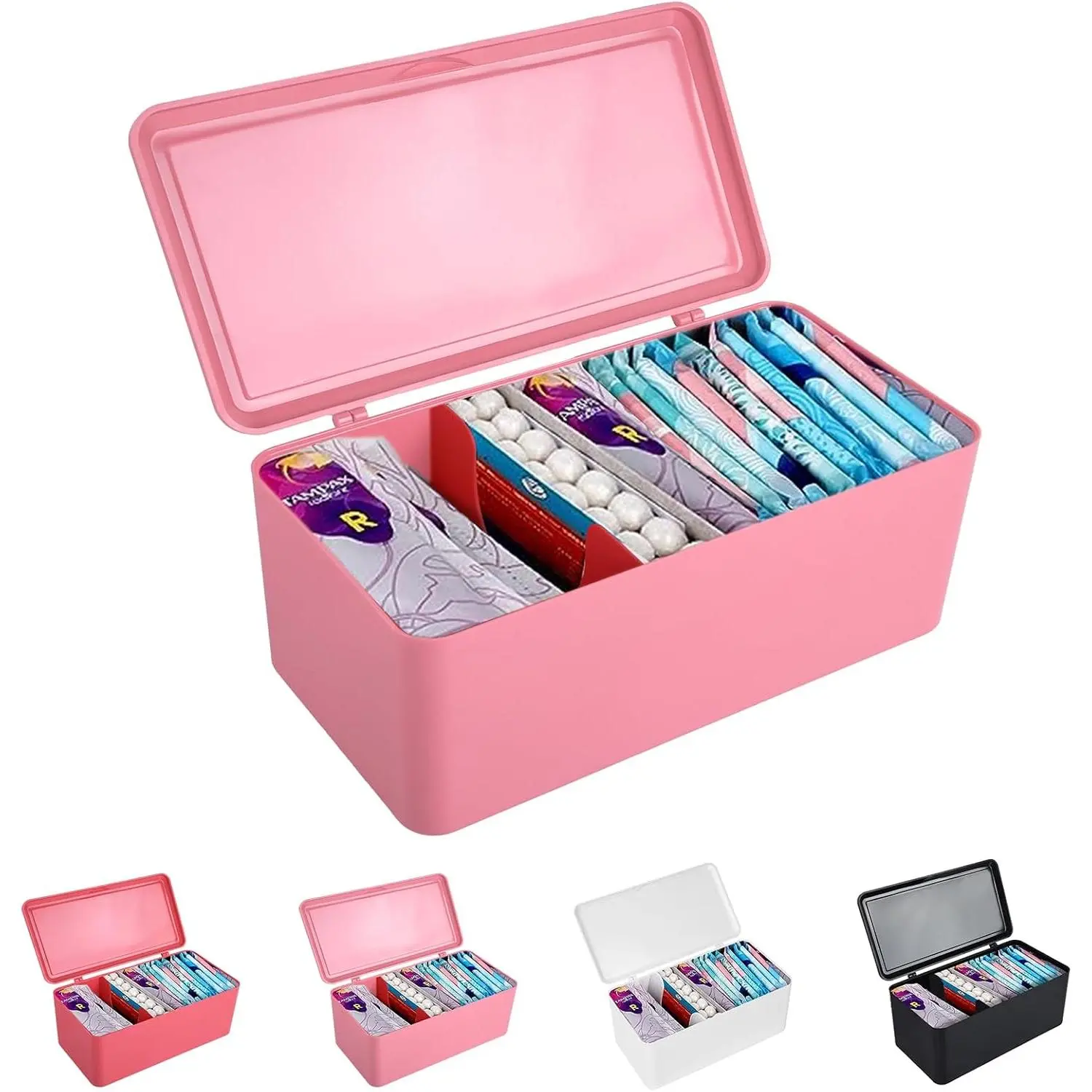 Pad and Tampon Organizer for Bathroom,Sanitary Napkin Holder, Pad and Tampon Organizer for Period, Sanitary Napkin Storage Container, Light