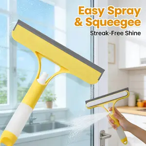 3-in-1 Glass Cleaner Scraper + squeegee + scrubber + spray in one design, easy to deal with home windows, mirrors and car windscreen cleaning! Efficient cleaning, one scrape and you're clean! Hand Lightweight Smooth Tool brush cleaning tool