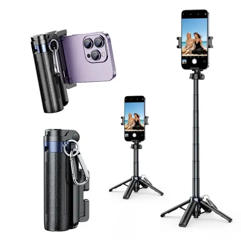Mini Selfie Stick Tripod with Bluetooth Remote, Compact Portable Phone Stand with 360° Rotation &Adjustable Height, Foldable Selfie Stick for Travel, TikTok Videos, Vlogging, Social Media Content Creation, Group Photos, Live Streaming and Everyday Selfies