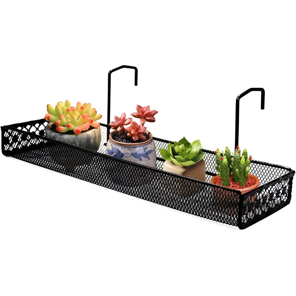 Outdoor Metal Rack for Hanging Succulent Pots, Small Planter Stand for Balcony or Porch Railing, Essential Gardening Tool, Hanging Planters, Garden Accessories