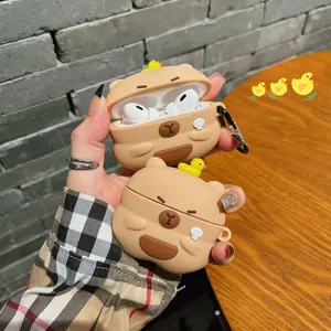 1 piece of Capibala headphone protective case, Durable Drop-Proof Silicone Earphone Cover Earbuds for Apple Wireless Bluetooth Earphones, Compatible with AirPods 1/2/3/4/pro/pro2/pro3