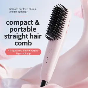 Mini Negative Ion Straightening Comb - 2-in-1 Wet & Dry No-Damage Hair Tool, Curler & Straightener for Abs (Beauty & Personal Care Appliance), Hair Tools