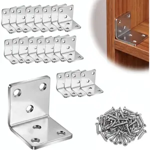 20 Pack Heavy Duty L Angle Brackets, Stainless Steel 2"x2"x2" 90  Framing Brackets, Construction Building Metal Brackets for  Fence, Furniture and Outdoor Structures with 120 count Screws