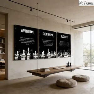 3pcs Inspirational Quote Wall Art, Chess Board Decor, Decorative Artwork, Living Room Bedroom Office Gift, Personalized Canvas Poster, Quote Prints, Unframed Art Print