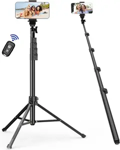 63" Phone Tripod for  & Selfie Stick, Adjustable Cellphone Tripod Stand with Remote and Phone Holder, Compatible with Camera Ring Light Filming for Video Recording Live Streaming