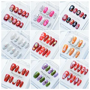 SANTA'S MYSTERY BOX (Holiday Limited) Handmade Press On Nails Blind Box, Christmas Nail Art Set red christmas Girls' Cute Press-On Kit#clearance#