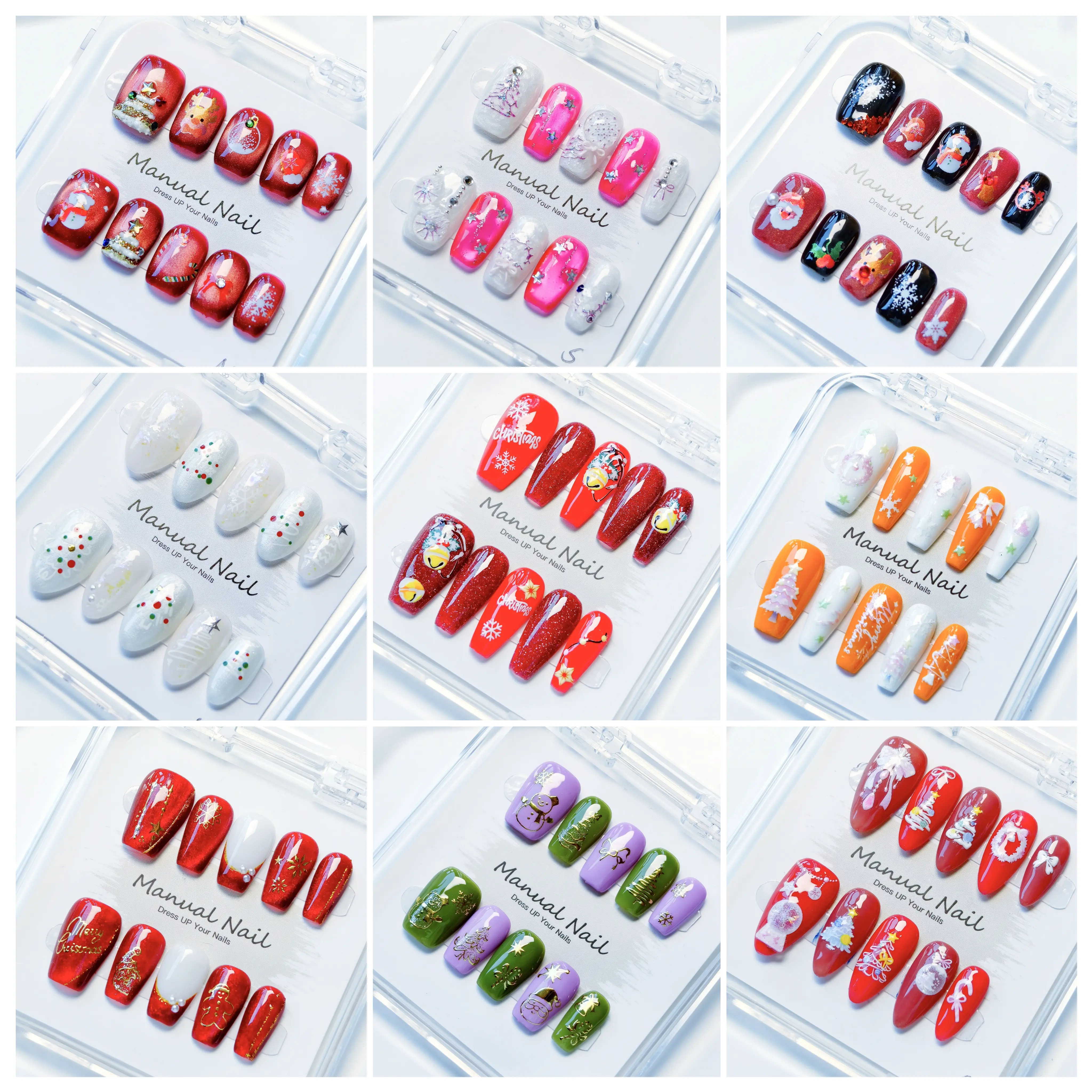 SANTA'S MYSTERY BOX (Holiday Limited) Handmade Press On Nails Blind Box, Christmas Nail Art Set red christmas Girls' Cute Press-On Kit#clearance#press on. nail