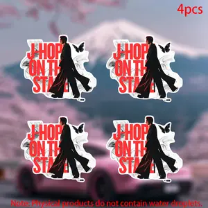 Bts K-Pop Aesthetic Stickers, 4pcs Durable Vinyl Decals for Cars Doors Windows Laptops Furniture, Stylish Car Accessories