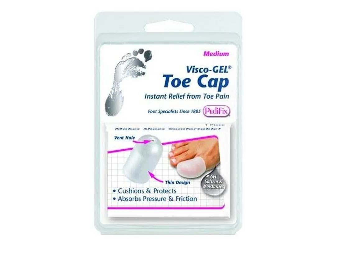 Soft All-Gel Toe Cap Protector, Large, Vented Sleeve with Padded Tip for Corns, Hammer Toes, and Comfortable Shoe Wear, Foot